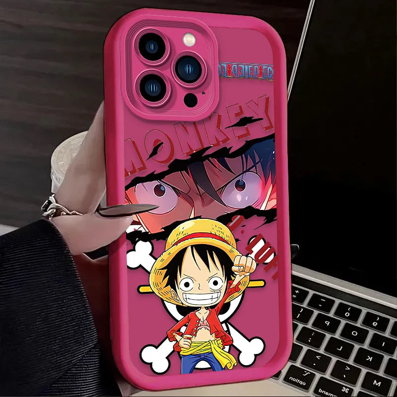 Coque iPhone One Piece - Luffy Rose Foncé