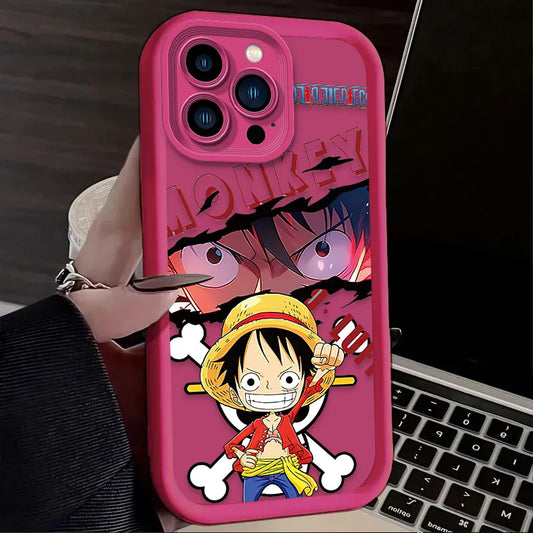 Coque iPhone One Piece - Luffy Rose Foncé