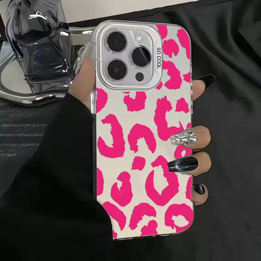 Coque iPhone - Léopard Blanc / Rose