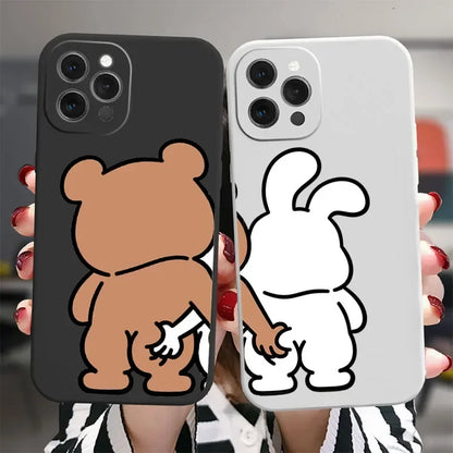 Coque iPhone Boys - Rabbit & Bear Noir Duo