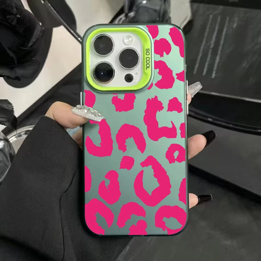 Coque iPhone - Léopard Vert / Rose