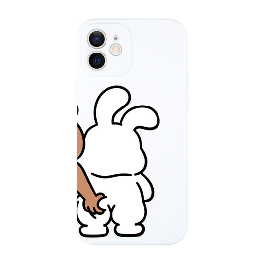Coque iPhone Girl - Rabbit & Bear Blanc Duo